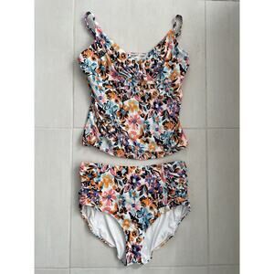 Anne Cole Swim Bikini Swimsuit Multicolor Floral Print Swimwear Beach